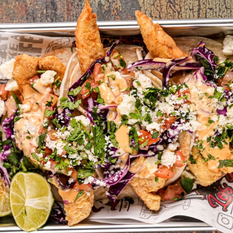 Baja red fish tacos.